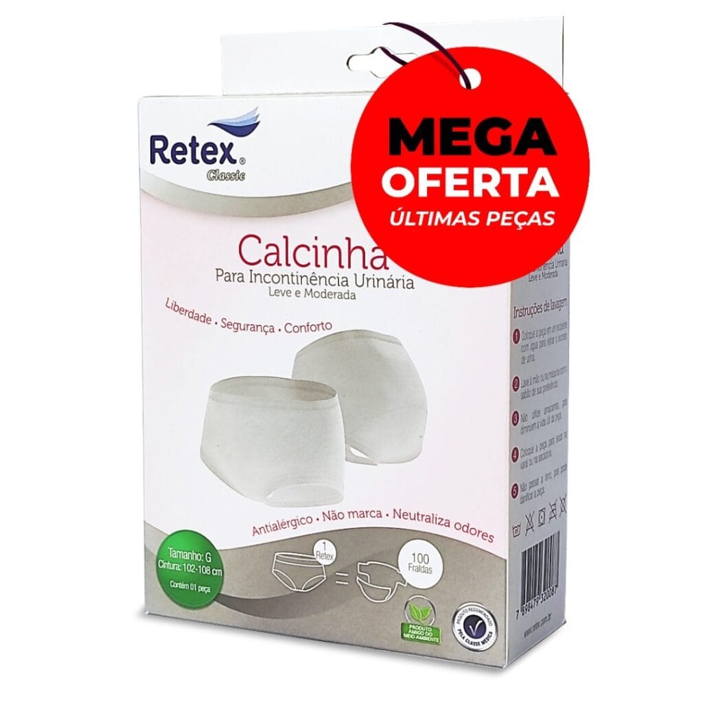 CALCINHA ABSORVENTE INCONTINENCIA URINARIA RETEX CLASSIC - Outlet