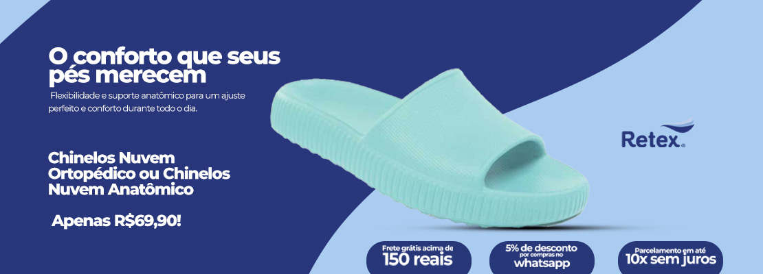 Home - Retex Incontinência Urinária 54 conforto para os pés com chinelos nuvem